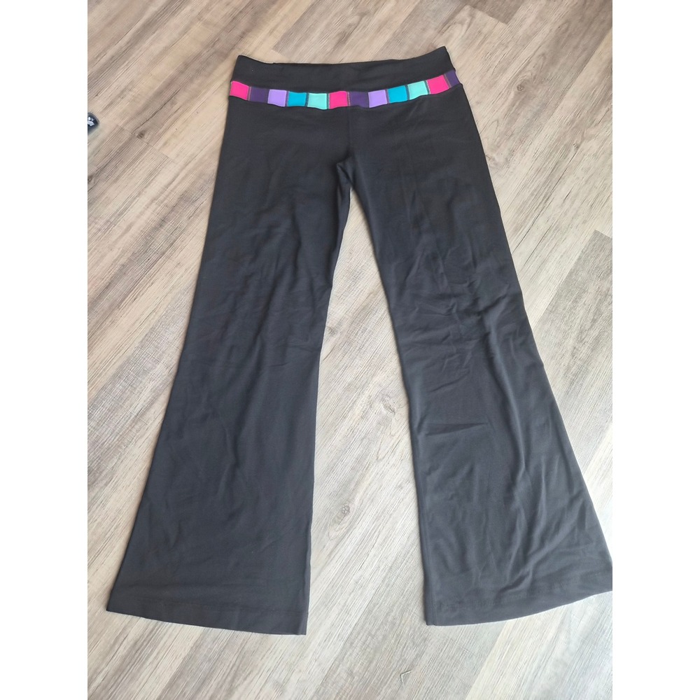 Lululemon Groove Pants Black Multi Color Block Waistband Flare Yoga Pants Sz 12